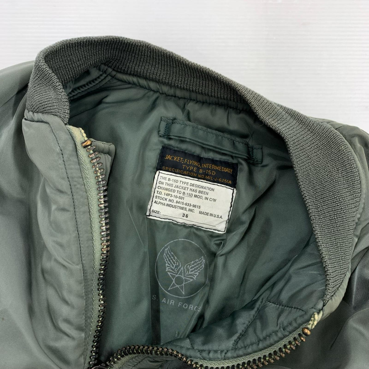 ジャケット ALPHA U.S. AIR FORCE ﾌﾗｲﾄｼﾞｬｹｯﾄ 36 カーキ
