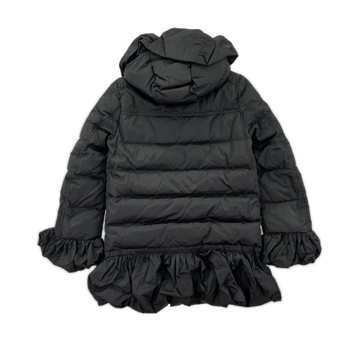 ダウンジャケット MONCLER SERRE フリル付ダウンジャケット 黒 ブラック