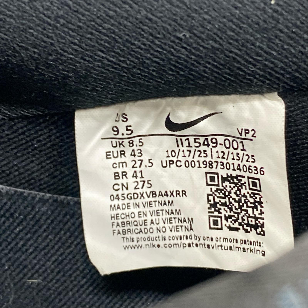 スニーカー Air Force 1 ’07 LV8 II1549-001 27.5cm 27.5cm (US9 1/2 UK9 EU45) ブラック