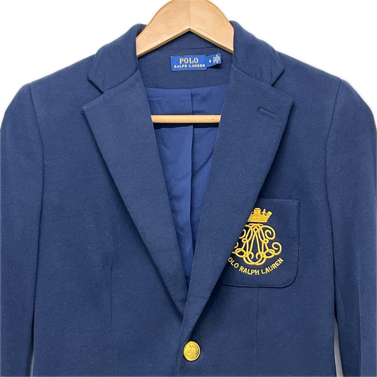 テーラードジャケット POLO RALPH LAUREN ﾛｺﾞｸﾚｽﾄ 金釦 ﾌﾞﾚｻﾞｰ 0 ﾈｲﾋﾞｰ 0