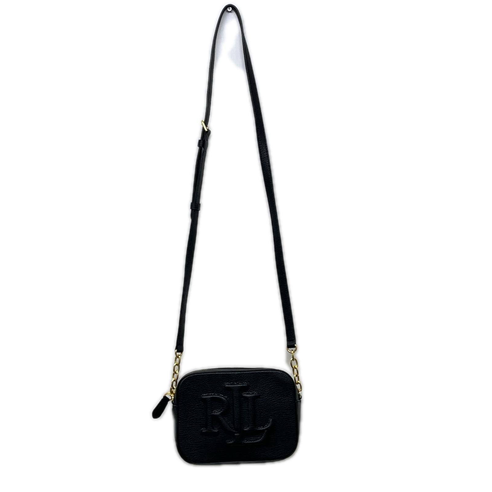 ショルダーバッグ LAUREN RALPH LAUREN ﾛｺﾞｴﾝﾎﾞｽ ﾚｻﾞｰｼｮﾙﾀﾞｰﾊﾞｯｸﾞ ﾌﾞﾗｯｸ