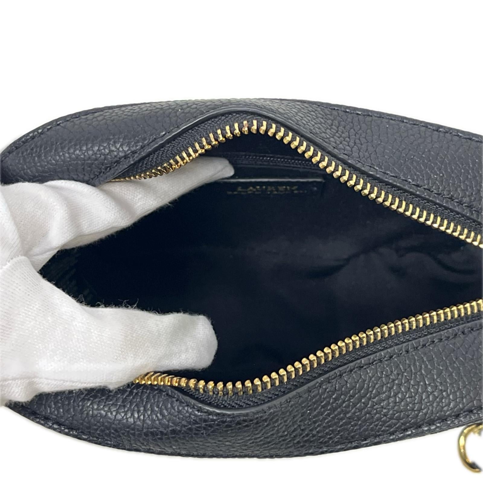 ショルダーバッグ LAUREN RALPH LAUREN ﾛｺﾞｴﾝﾎﾞｽ ﾚｻﾞｰｼｮﾙﾀﾞｰﾊﾞｯｸﾞ ﾌﾞﾗｯｸ