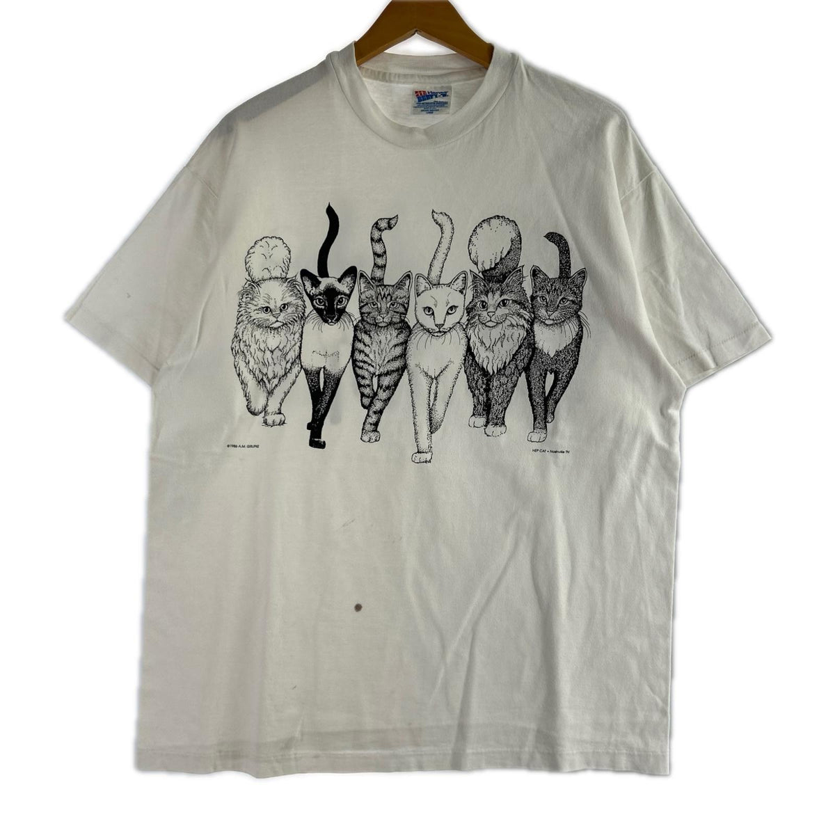 半袖Ｔシャツ 80S HEP CAT 猫ｸﾞﾗﾌｨｯｸ ｱﾆﾏﾙT 白 (L) L ホワイト
