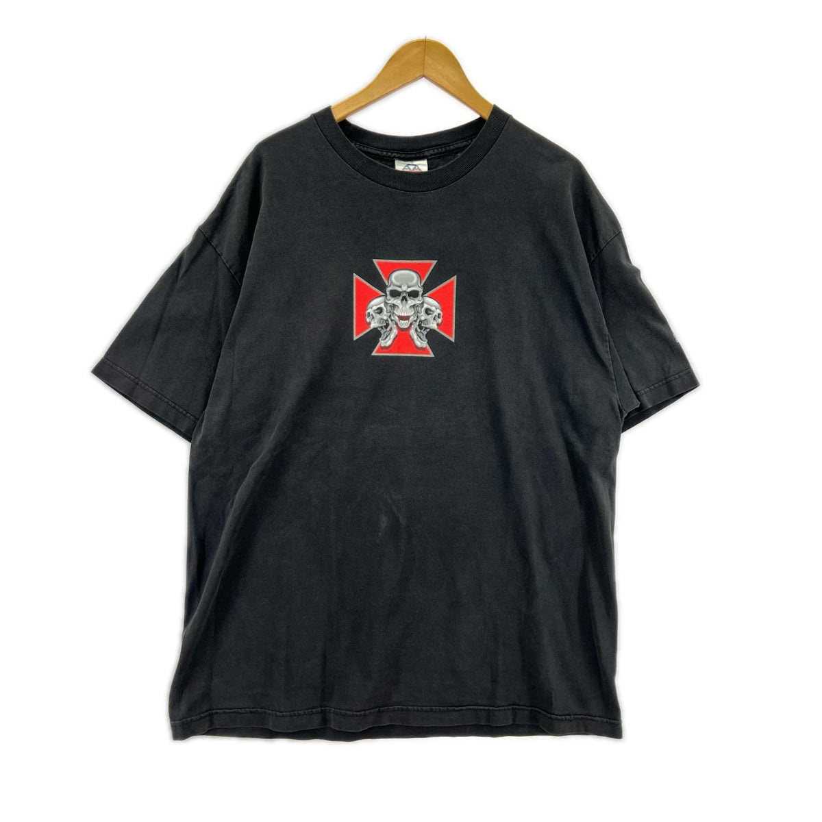 半袖Ｔシャツ 90～00S ｽｶﾙ×ｱｲｱﾝｸﾛｽ 両面ﾌﾟﾘﾝﾄ 黒 (XL) ブラック