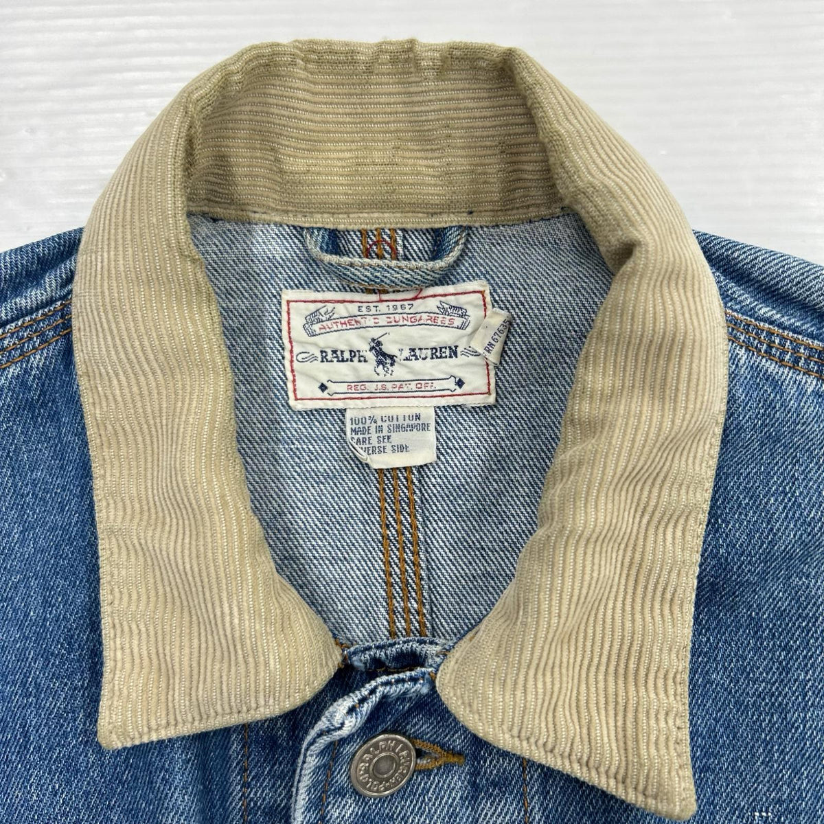 デニムジャケット POLO RALPH LAUREN 白ﾀｸﾞ ｺｰﾃﾞｭﾛｲｶﾗｰﾃﾞﾆﾑｼﾞｬｹｯﾄ (S) S ブルー