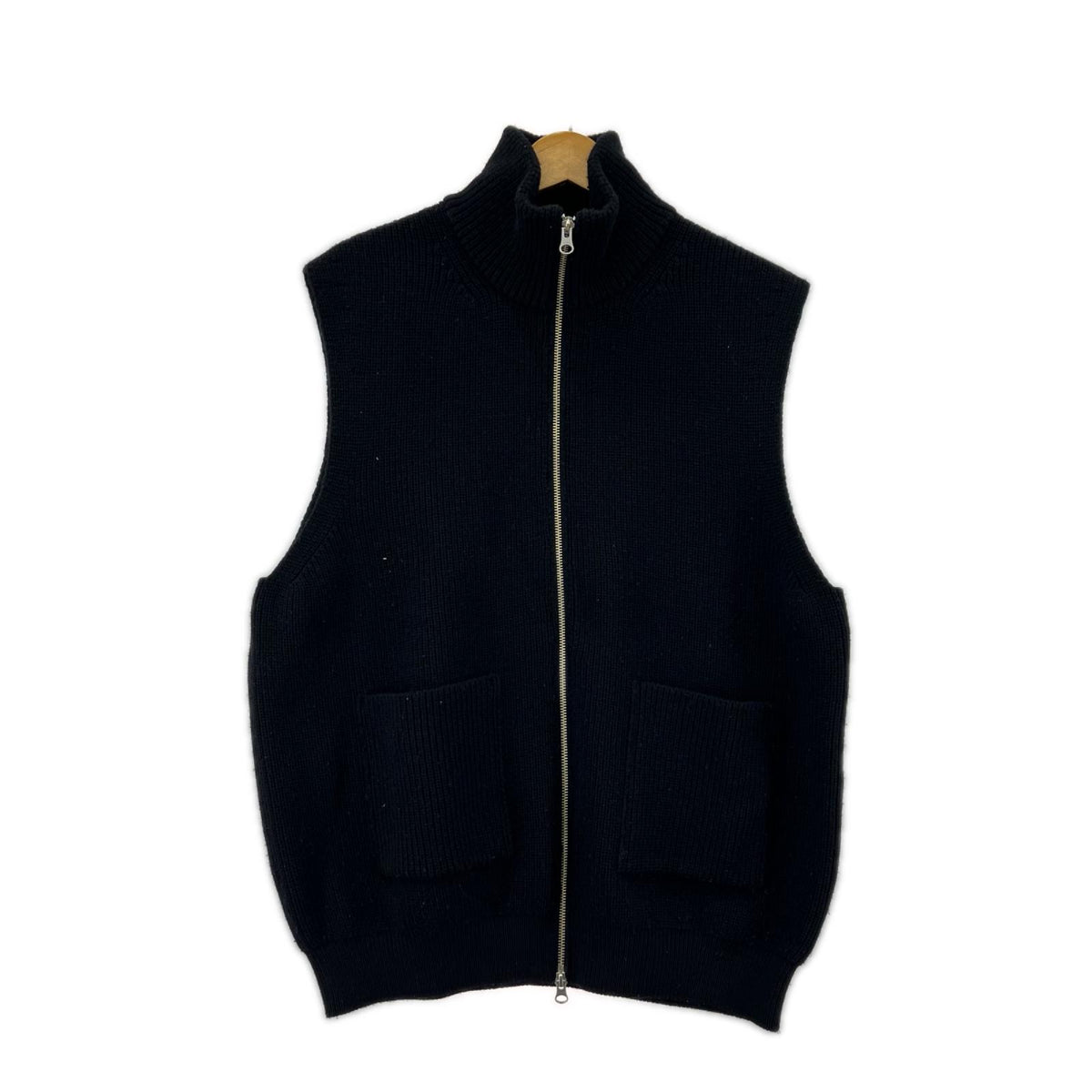 ニット Mulesing Free Wool Knit Zip Vest 黒 ブラック