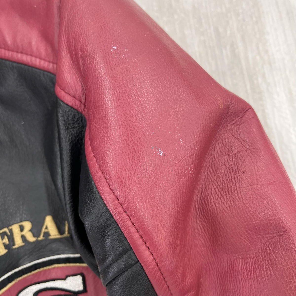ジャケット 49ERS ﾚｻﾞｰｽﾀｼﾞｬﾝ 黒赤 XL