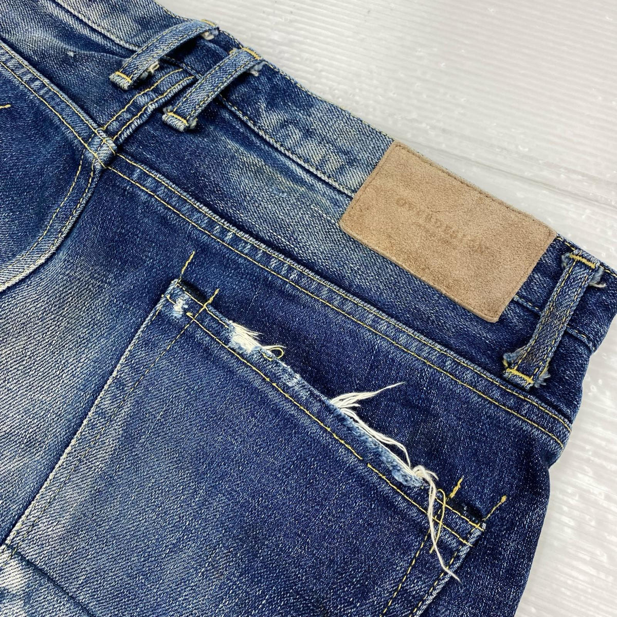 デニムパンツ リペア加工デニム 30 ブルー