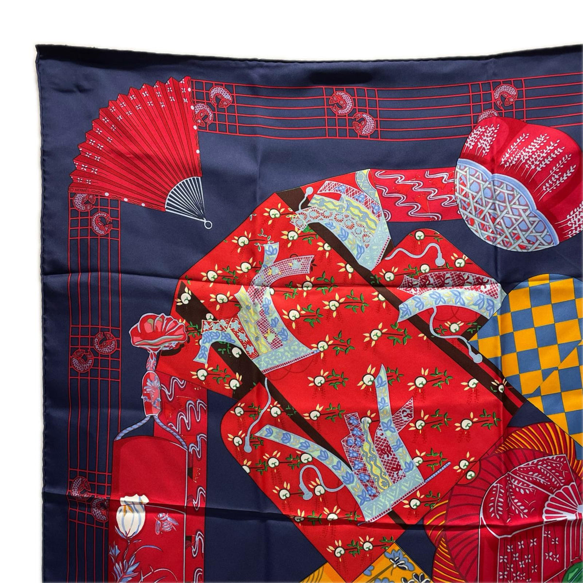 HERMES カレ90 KIMONOS et INROS 着物と印籠　シルクスカーフ