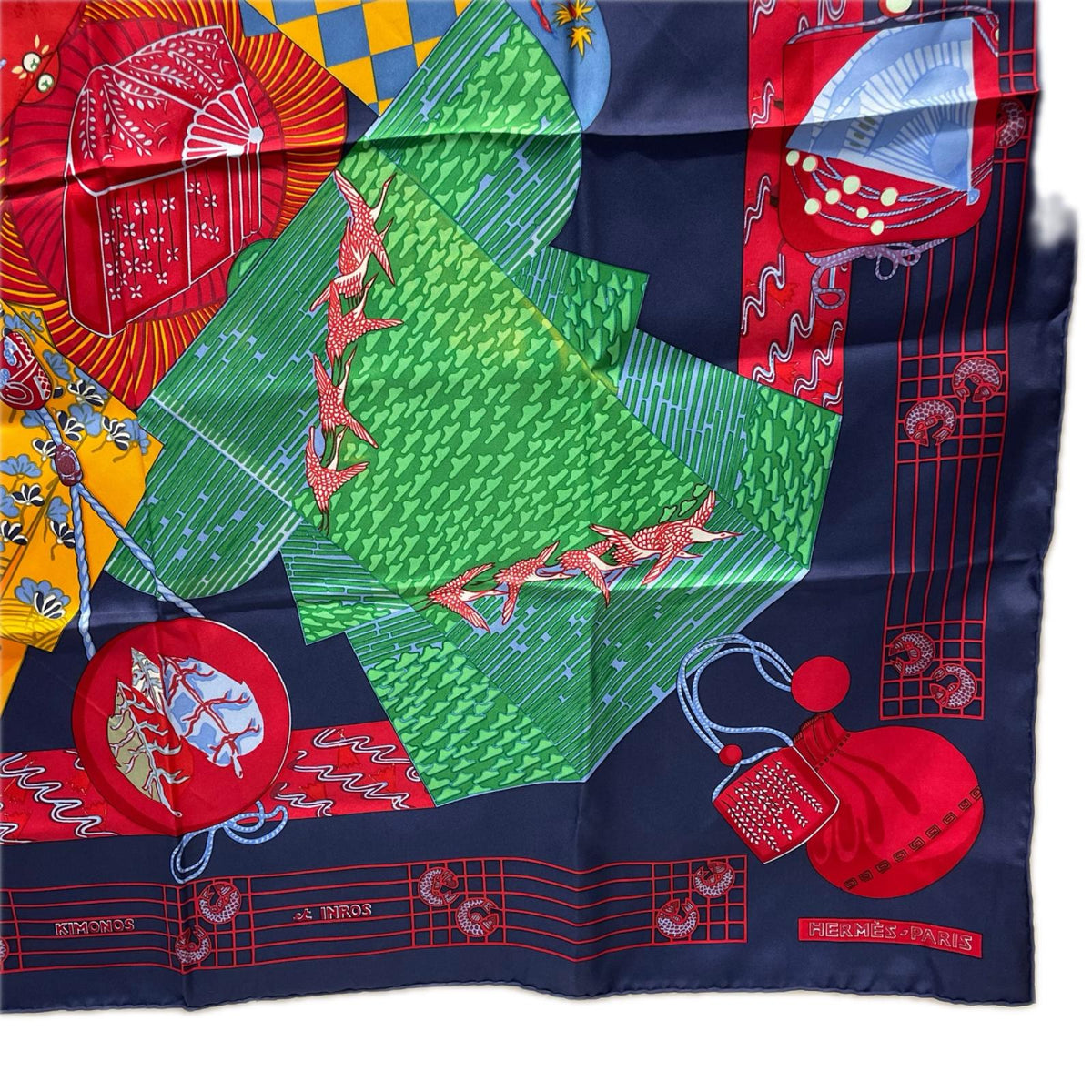 HERMES カレ90 KIMONOS et INROS 着物と印籠　シルクスカーフ