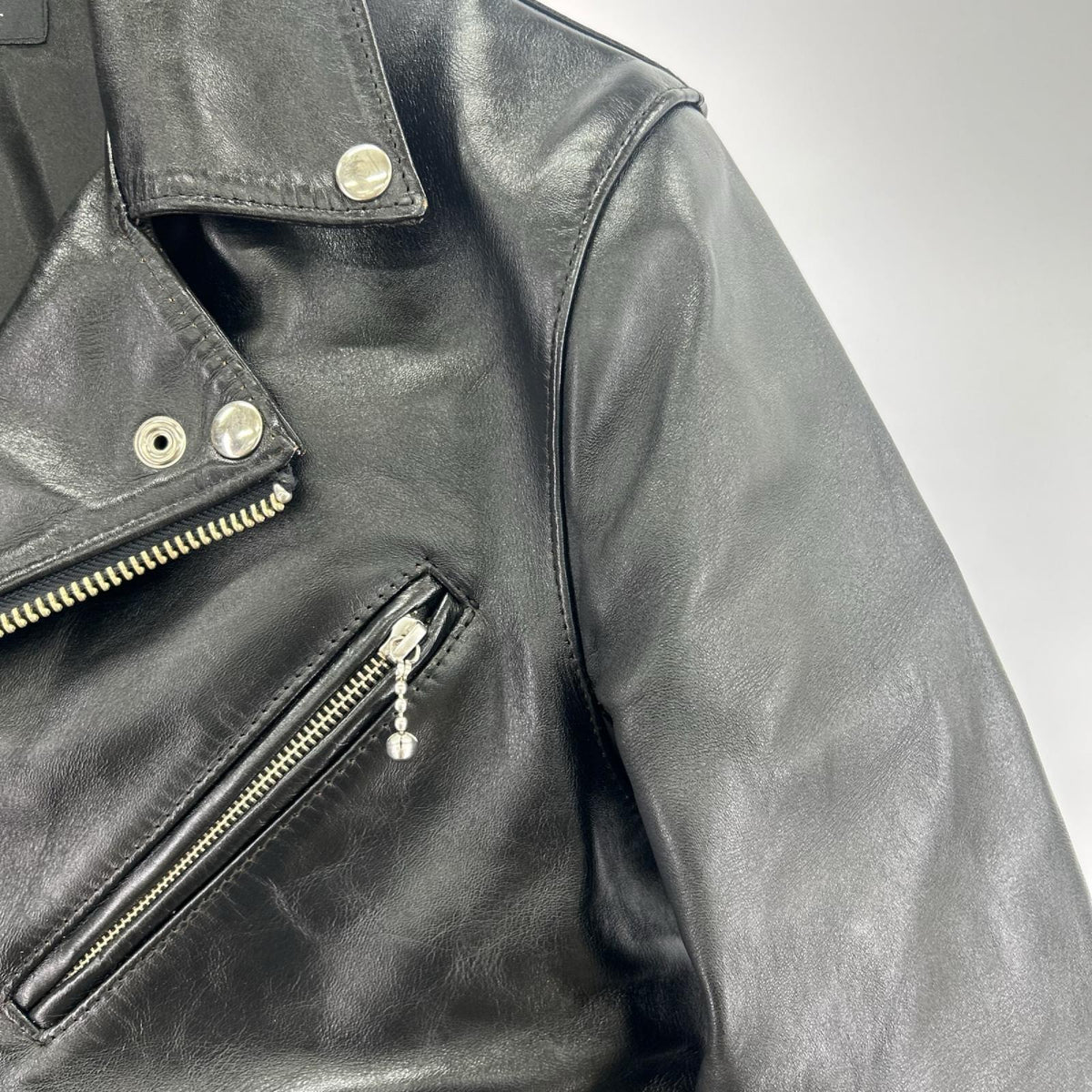 レザージャケット iade leather ﾀﾞﾌﾞﾙﾗｲﾀﾞｰｽ（S) S ブラック