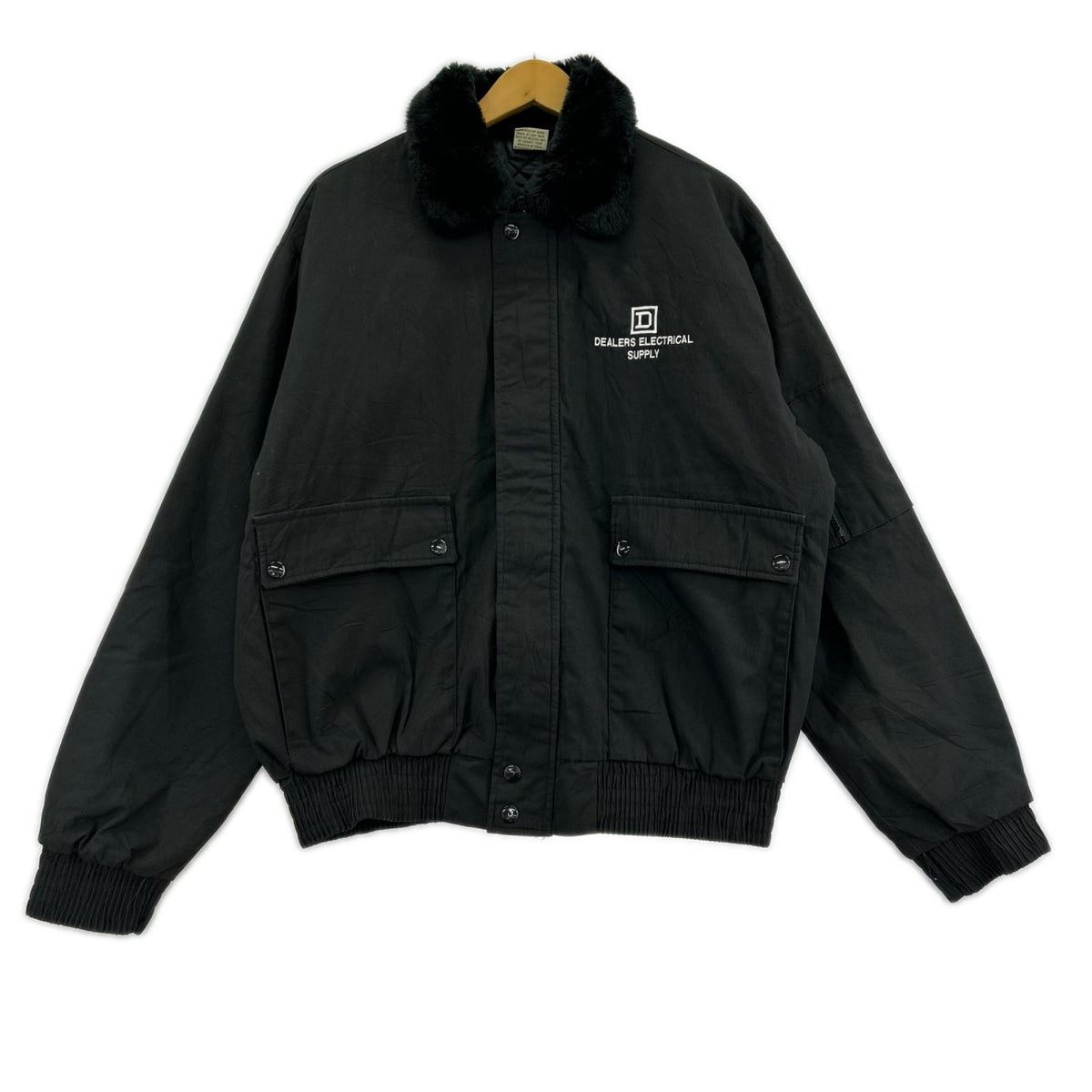 ジャケット BOMBER USA製 ﾎﾞｱ付きﾎﾞﾝﾊﾞｰｼﾞｬｹｯﾄ 黒 (L) L ブラック