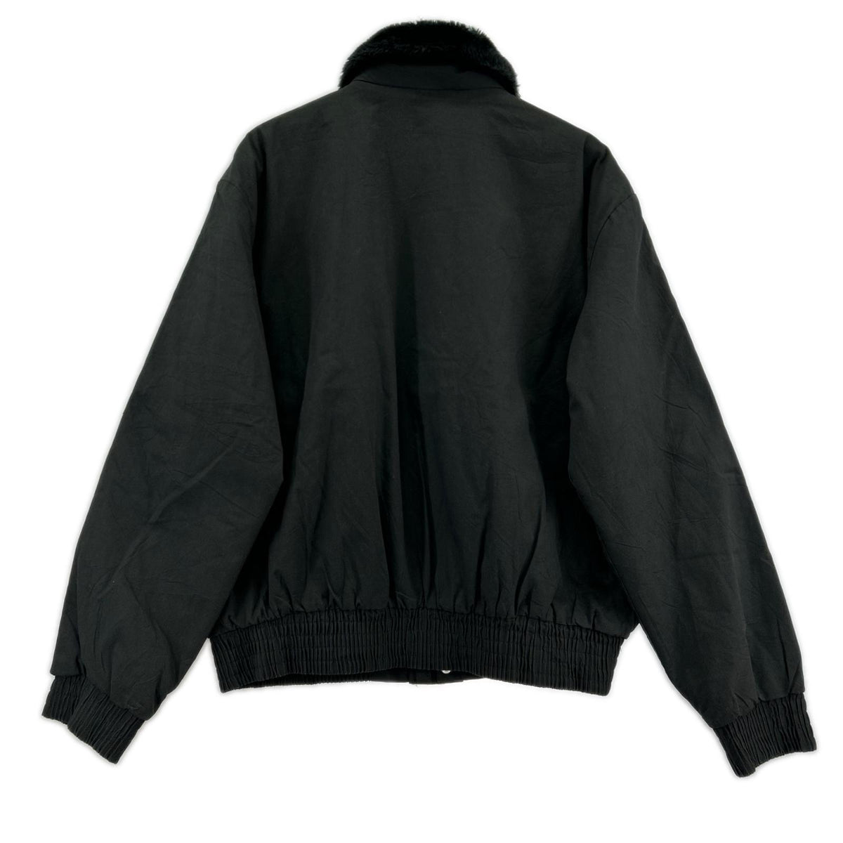 ジャケット BOMBER USA製 ﾎﾞｱ付きﾎﾞﾝﾊﾞｰｼﾞｬｹｯﾄ 黒 (L) L ブラック
