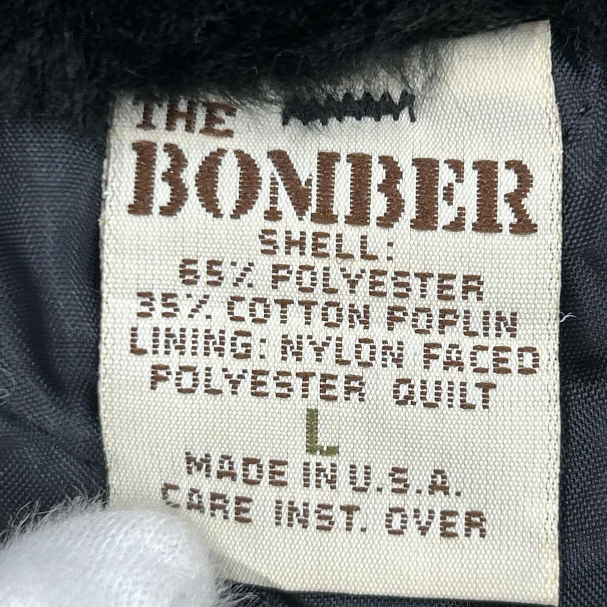 ジャケット BOMBER USA製 ﾎﾞｱ付きﾎﾞﾝﾊﾞｰｼﾞｬｹｯﾄ 黒 (L) L ブラック