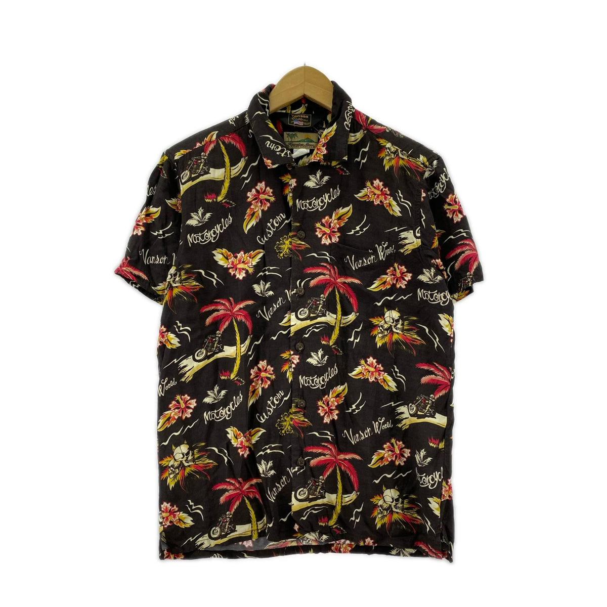 半袖シャツ Hawaiian Moon ｱﾛﾊｼｬﾂ (M) M ブラック