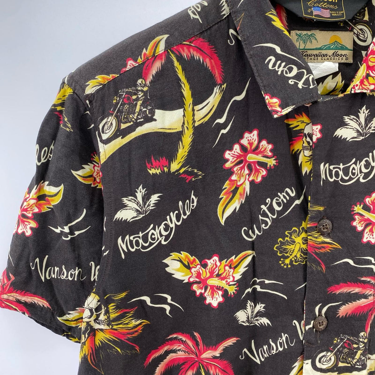 半袖シャツ Hawaiian Moon ｱﾛﾊｼｬﾂ (M) M ブラック