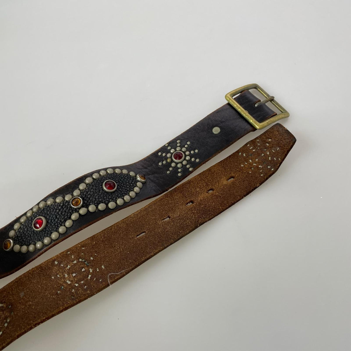 その他アクセサリー スタッズベルト ブラウン