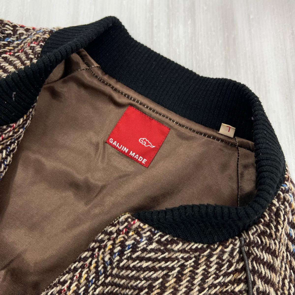 ブルゾン TWEED JACKET 茶 ブラウン
