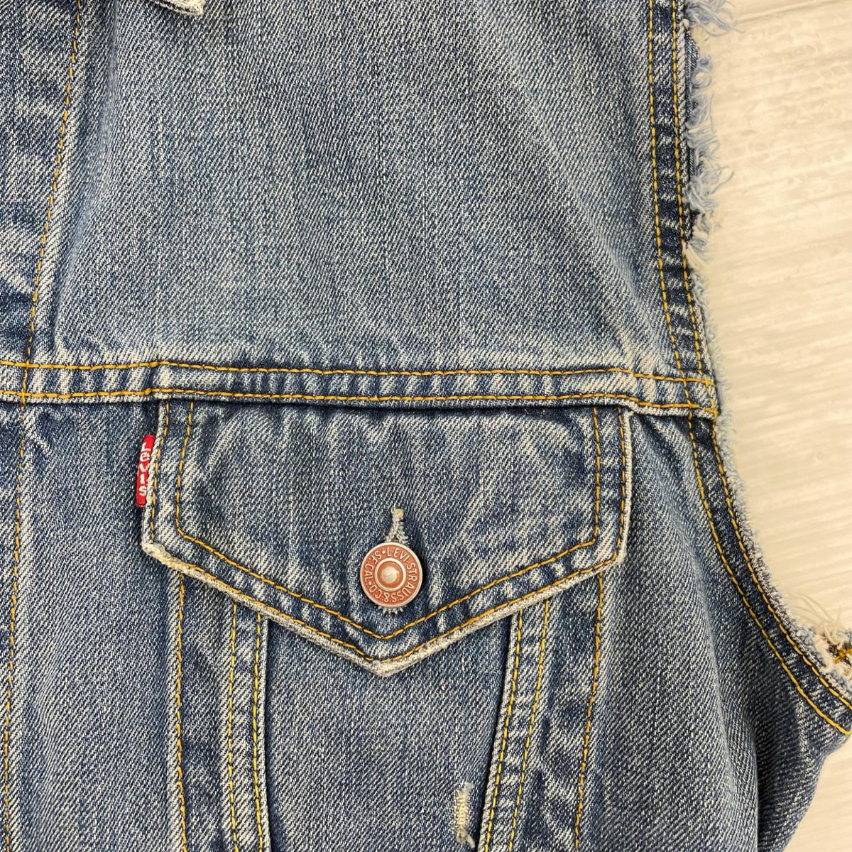 デニムジャケット Last Gang in town vintage デニムベスト L ブルー