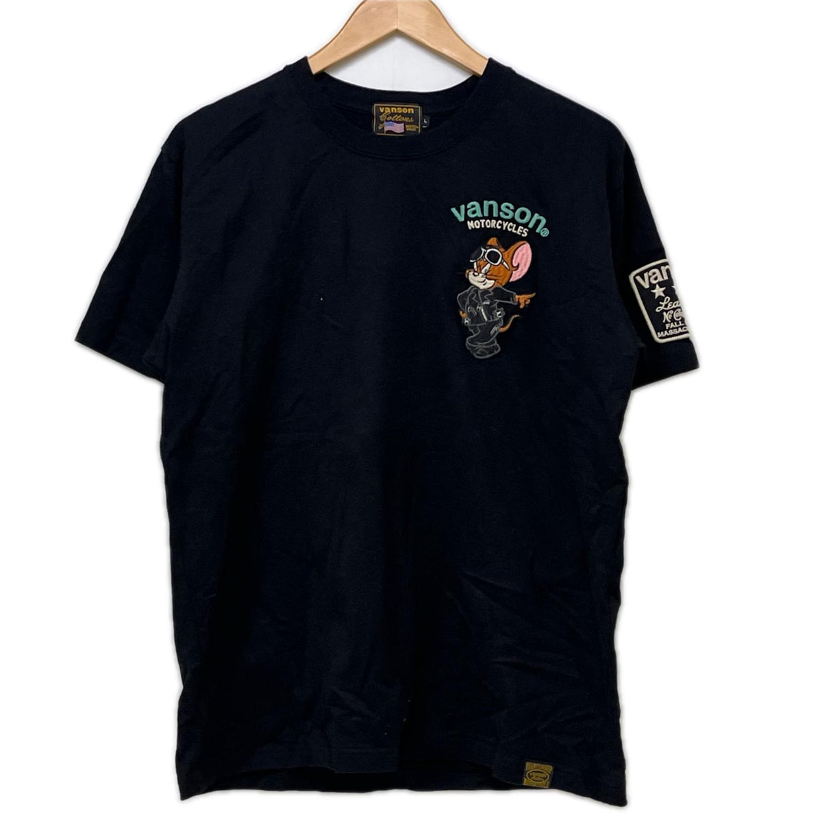 半袖Ｔシャツ VANSON ﾄﾑとｼﾞｪﾘｰ 刺繍Tee L ﾌﾞﾗｯｸ L ブラック