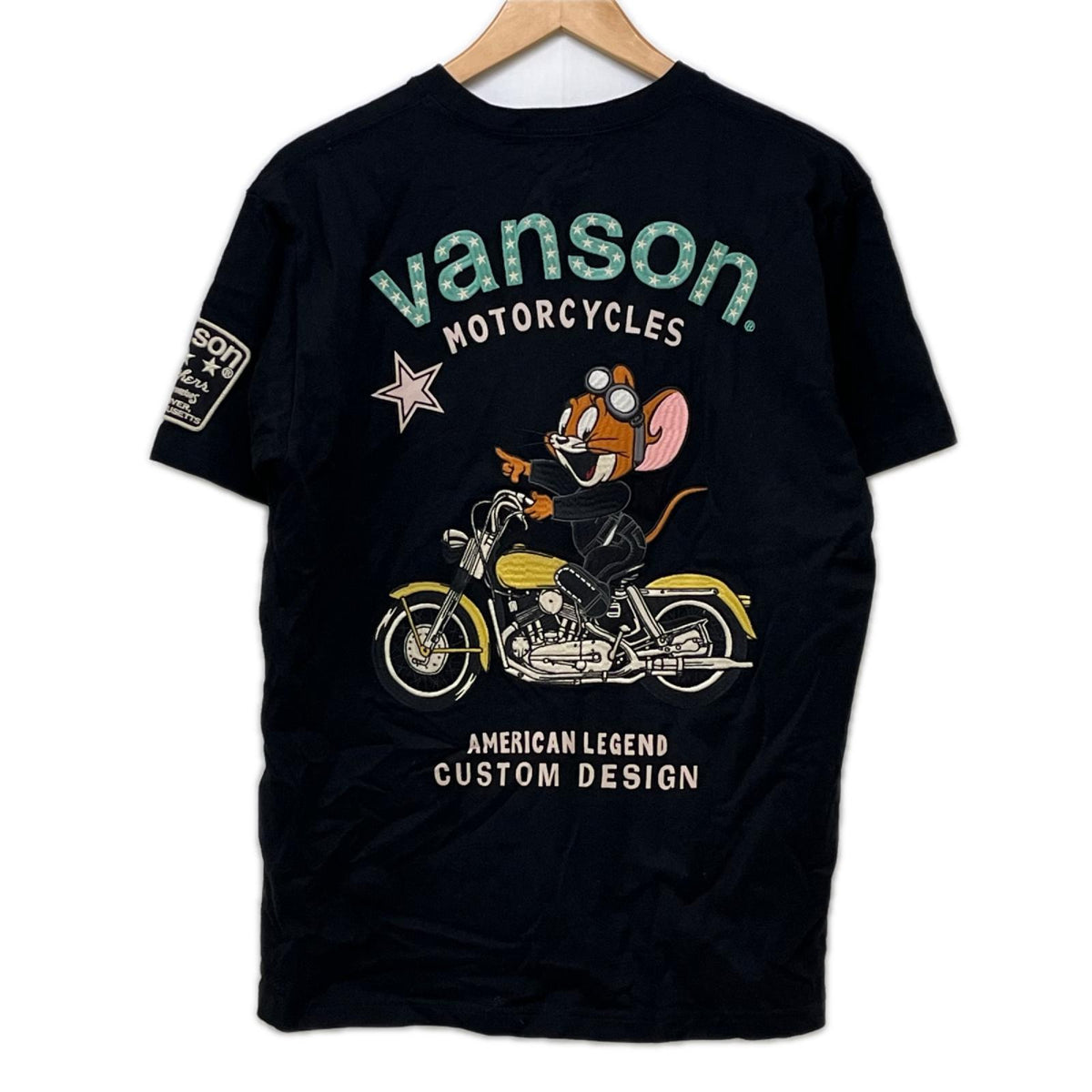 半袖Ｔシャツ VANSON ﾄﾑとｼﾞｪﾘｰ 刺繍Tee L ﾌﾞﾗｯｸ L ブラック