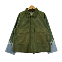ジャケット FIRE EMB DENIM M-43 MILITARY JACKET L カーキ