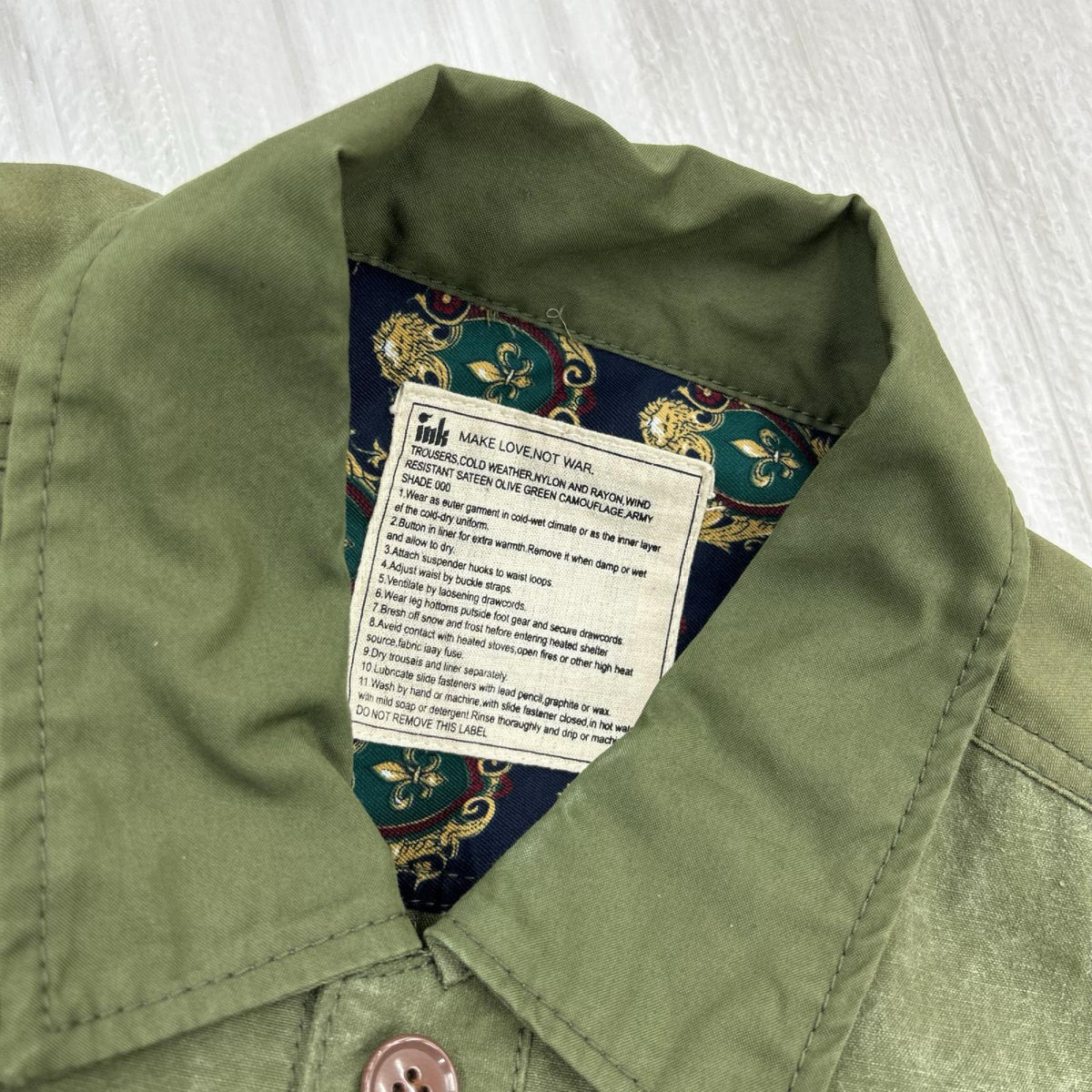 ジャケット FIRE EMB DENIM M-43 MILITARY JACKET L カーキ