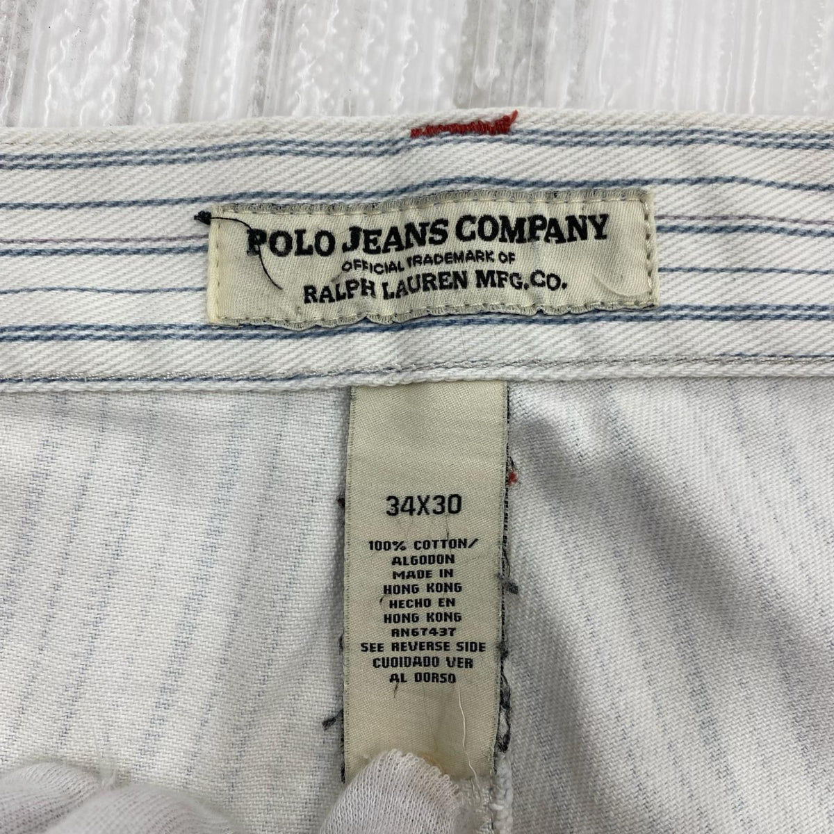 パンツ POLOJEANS　ｽﾄﾗｲﾌﾟ 34 ホワイト