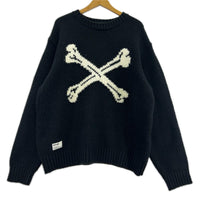 ニット CROSS BONE KNIT ｱｸﾘﾙ ｸﾙｰﾈｯｸ 黒 (L) L ブラック