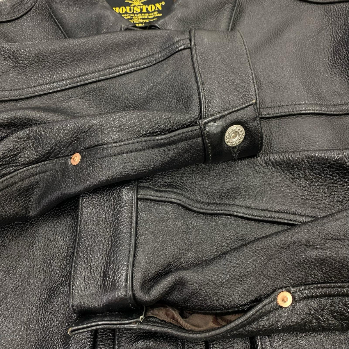 ジャケット HOUSTON COW LEATHER TRACK JACKET 38R ﾌﾞﾗｯｸ ブラック