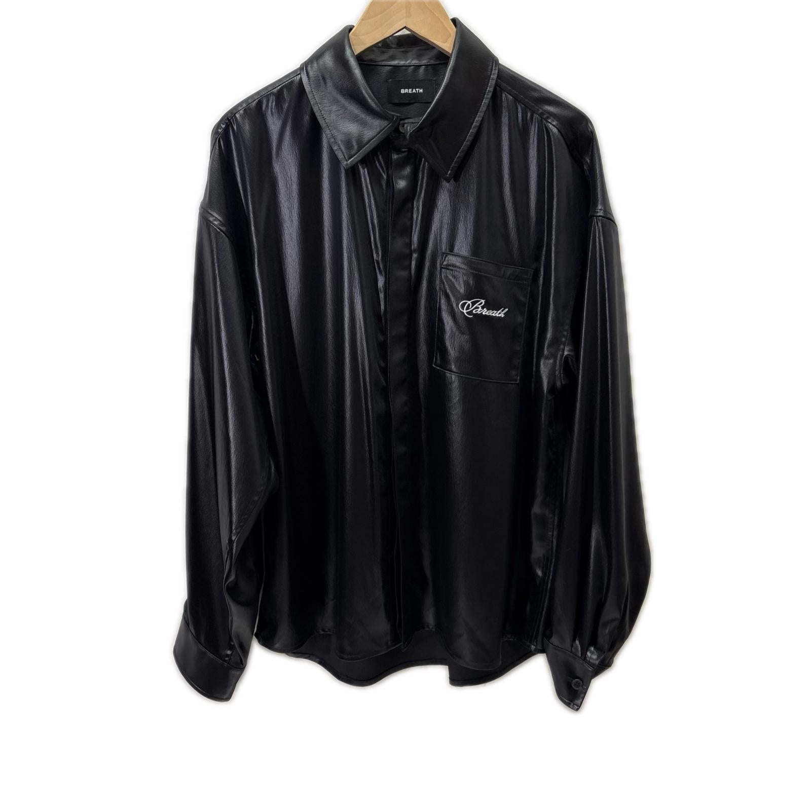 長袖シャツ 26SS SCRIPT LOGO COATING SHIRT 黒 (M) M ブラック