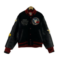 ジャケット ワッペン レザースタジャン L ブラック