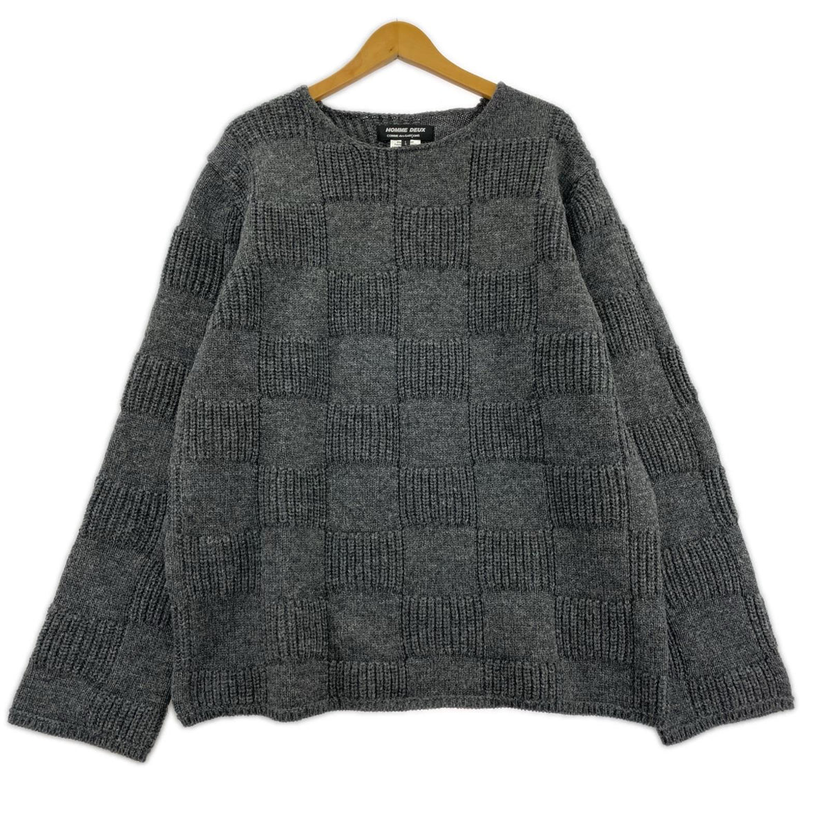 ニット HOMME DEUX 25AW ウール天竺×片畔編み（L） L グレー