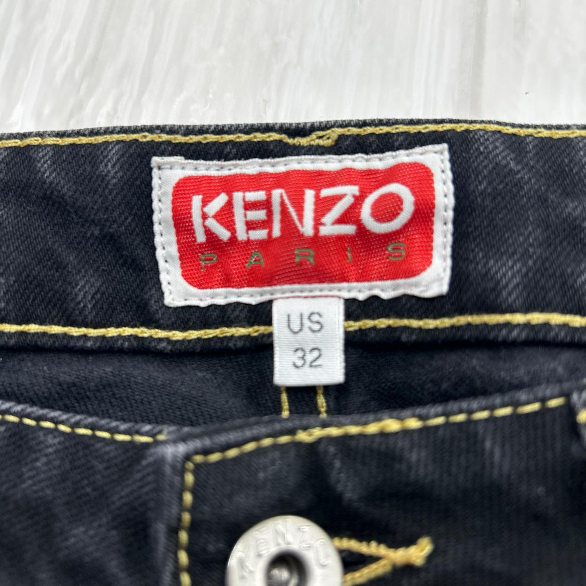 デニムパンツ ﾊﾞｯｸ刺繍 ﾎﾞﾀﾝﾌﾗｲ ﾃﾞﾆﾑﾊﾟﾝﾂ 32 ブラック
