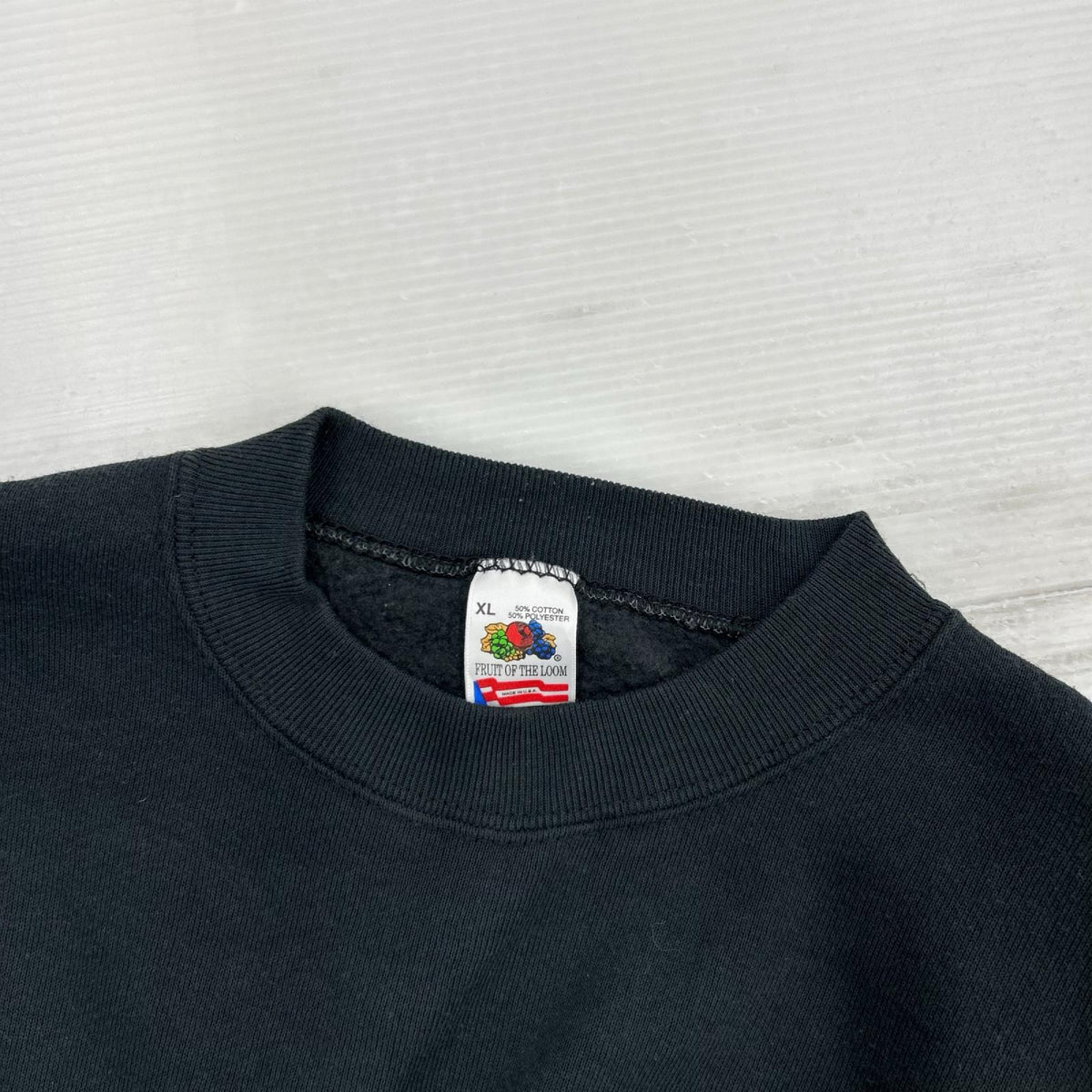 スウェット 80～90S ﾌﾙｰﾂﾀｸﾞ ﾒｯｾｰｼﾞﾌﾟﾘﾝﾄ 黒 (XL) ブラック