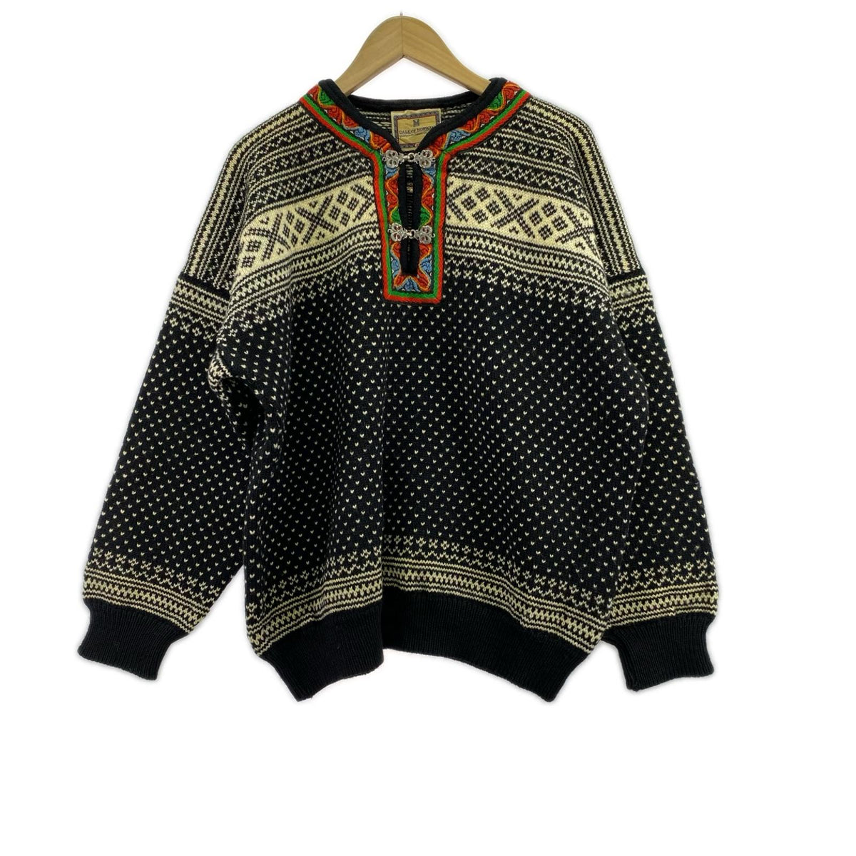 ニット 80-90s DALE OF NORWAY ﾉﾙﾃﾞｨｯｸ柄 BLK XL ブラック