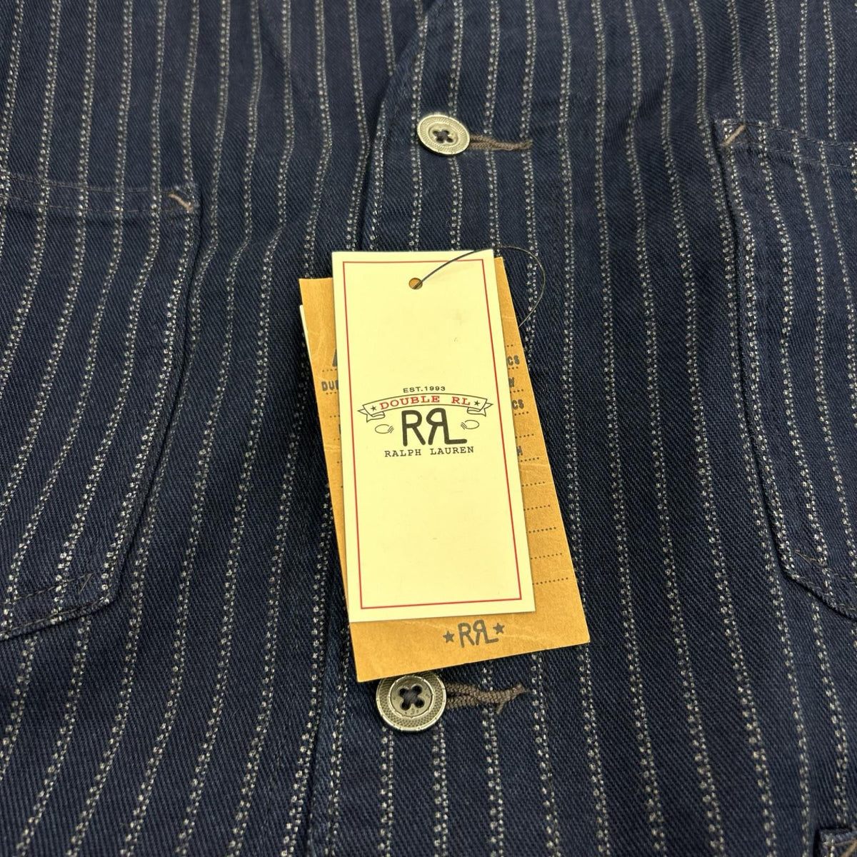 その他アウター RRL ｳｫﾊﾞｯｼｭｽﾄﾗｲﾌﾟ ﾒﾀﾙﾎﾞﾀﾝ ｲﾝﾃﾞｨｺﾞﾍﾞｽﾄ XL 紺 ネイビー