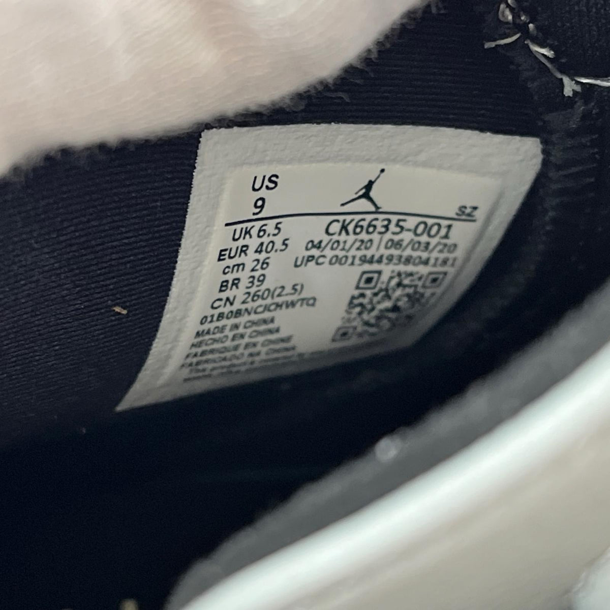 スニーカー AIR JORDAN 6 RETRO Smoke Grey 26.0cm 26cm (US8 UK7 1/2 EU42) グレー