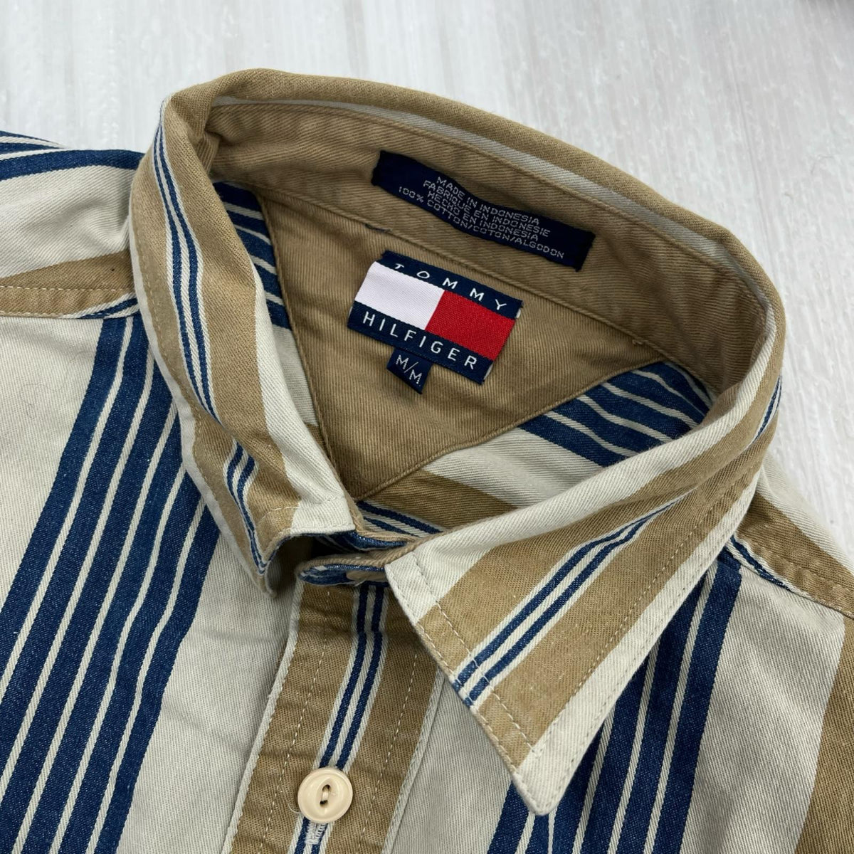 長袖シャツ 90s multi-Stripe LSShirt M 総柄 M ベージュ