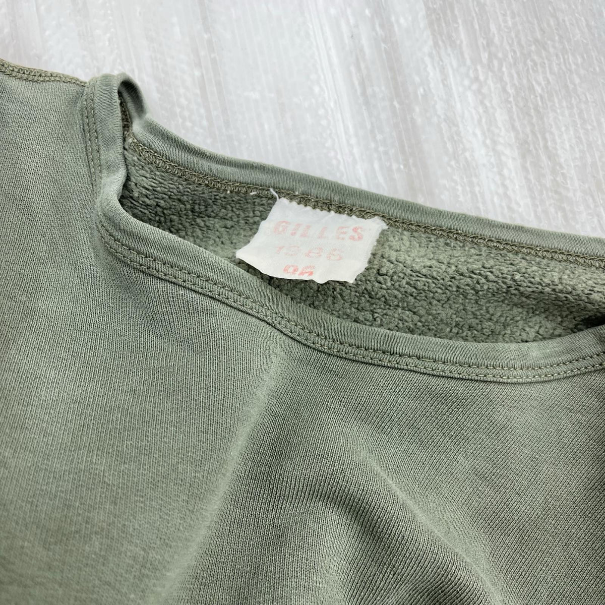 スウェット 80s ﾌﾗﾝｽ軍"GILLES"CottonSweat KHK