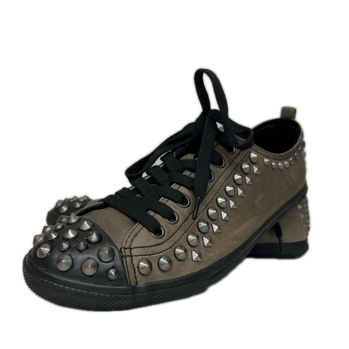 PRADA/スタッズ/レザースニーカー/サイズ7/4E2259