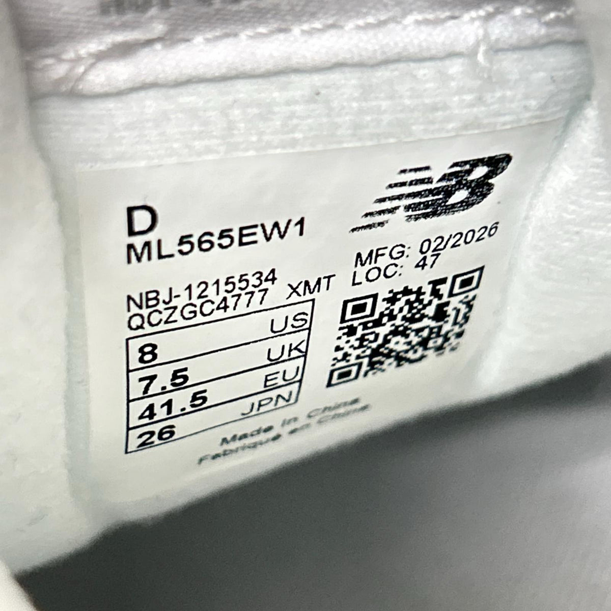 スニーカー NEW BALANCE ML565EW1 26cm (US8 UK7 1/2 EU42) グレー