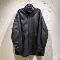 レザージャケット 23ss レザーモッズコート S ブラック ヤギ革