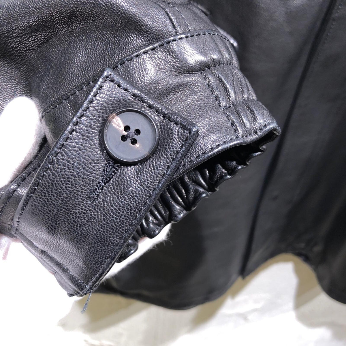 レザージャケット 23ss レザーモッズコート S ブラック ヤギ革