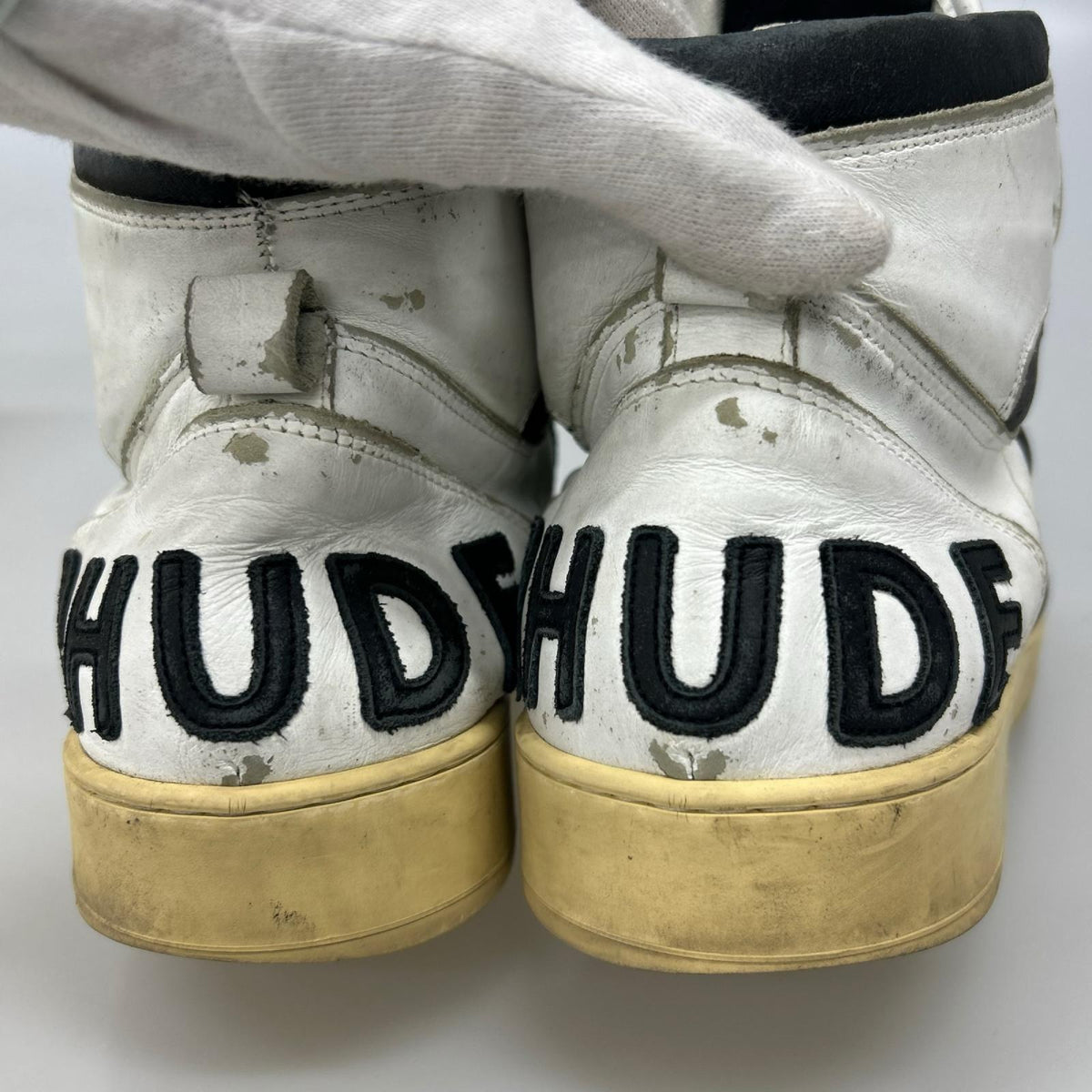 スニーカー RHUDE ﾀﾞﾒｰｼﾞ加工 WHT ホワイト