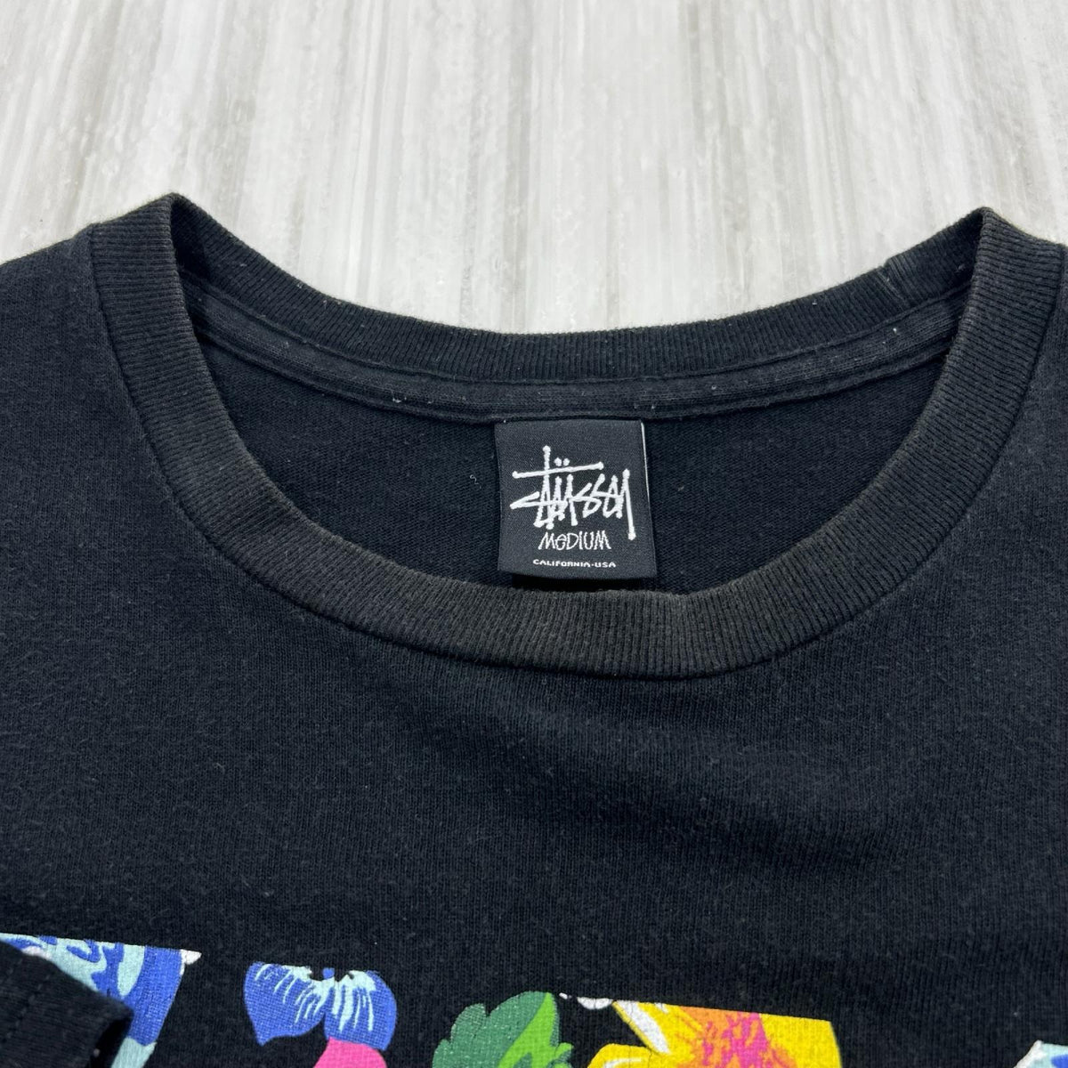 半袖Ｔシャツ M 黒 花ﾌﾟﾘﾝﾄ M ブラック