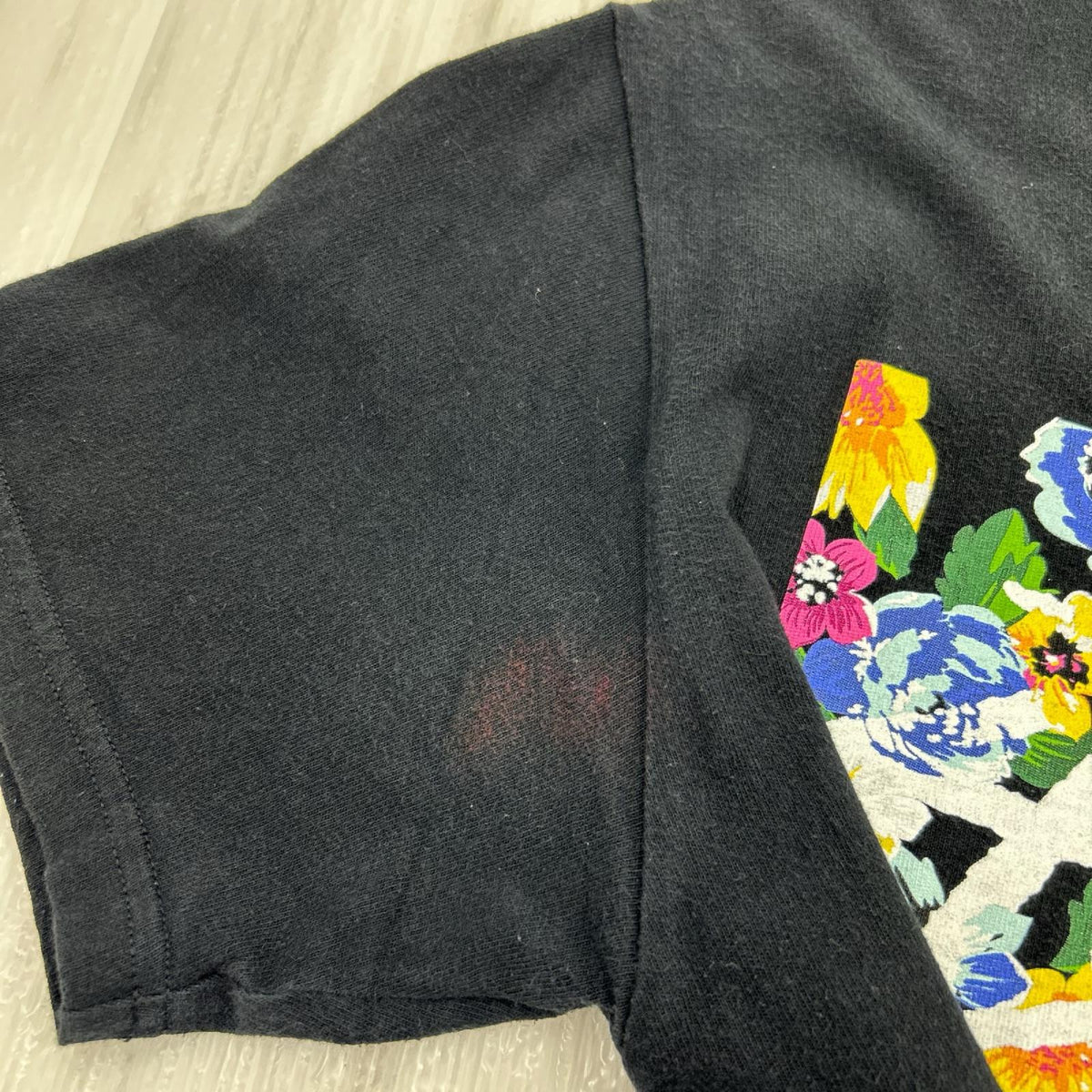 半袖Ｔシャツ M 黒 花ﾌﾟﾘﾝﾄ M ブラック