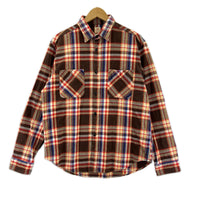 長袖シャツ TWILL CHECK LS WORK SHIRT 茶 L ブラウン