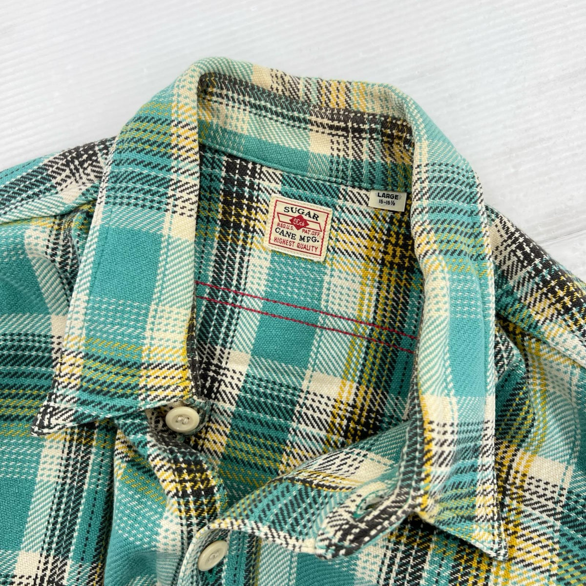 長袖シャツ TWILL CHECK LS WORK SHIRT 緑 L