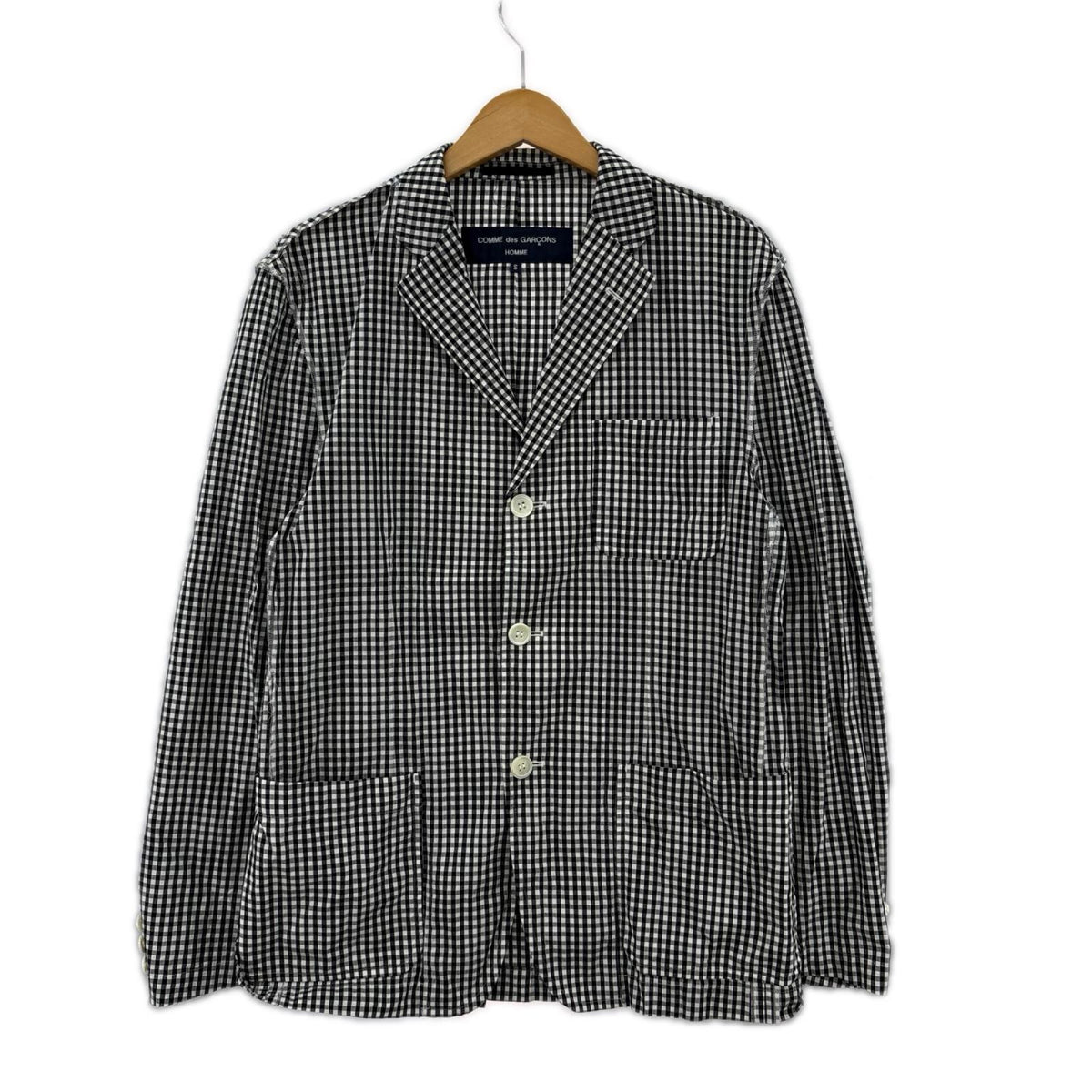 テーラードジャケット HOMME ｸﾞﾚﾝﾁｪｯｸ ｲﾝｻｲﾄﾞｱｳﾄ 白/黒 S